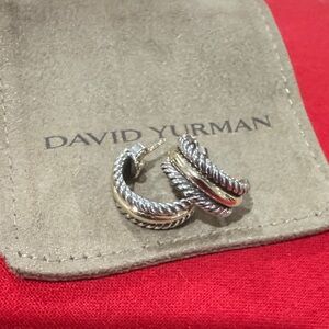 David Yurman Silver and Gold Cable Hoops